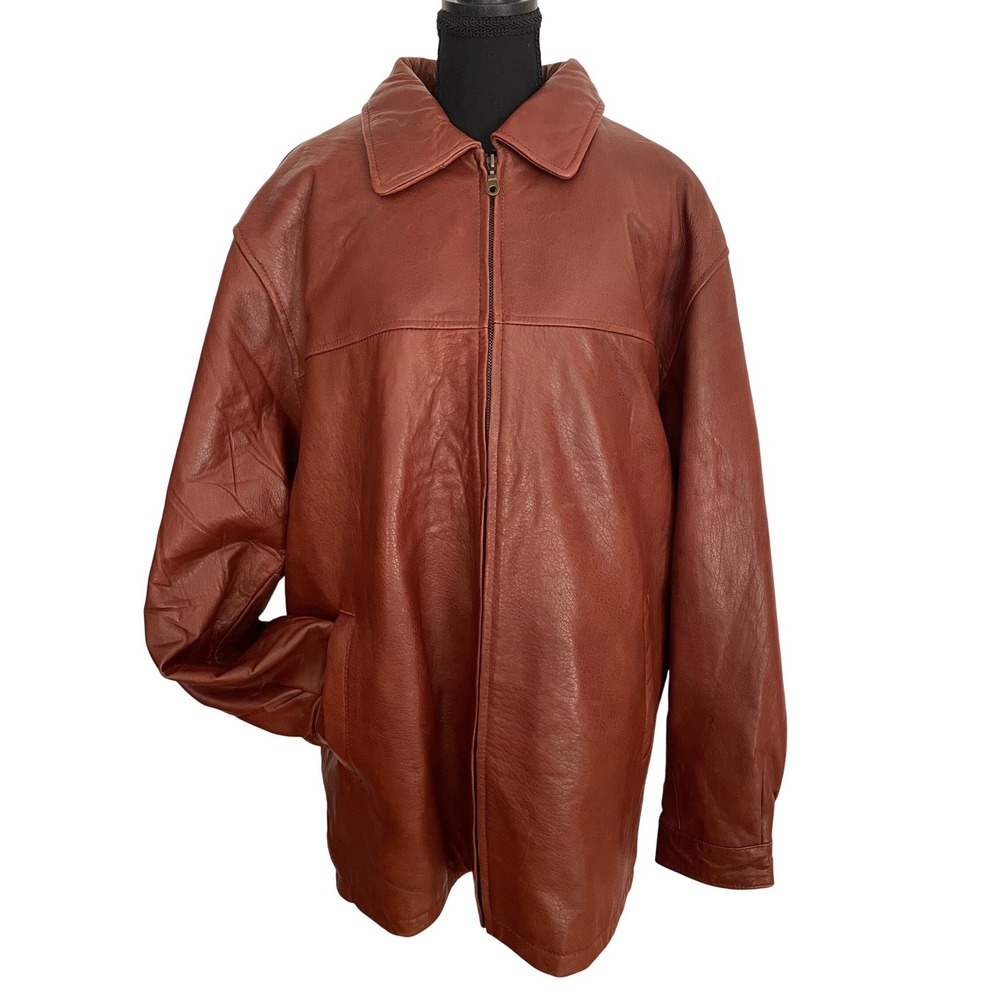 Tanners Avenue Leather Jacket Mens L Brown Italian Lamb Fur Liner Vintage Coat